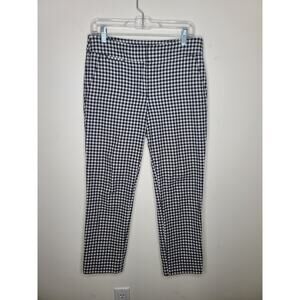 Ann Taylor Loft black white gingham plaid crop dress pants - 4